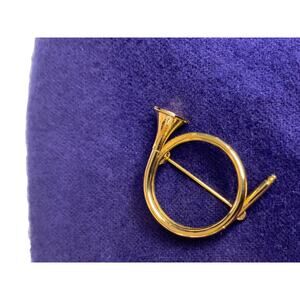 Goldtone French Horn 1.25 Inch Brooch Pin